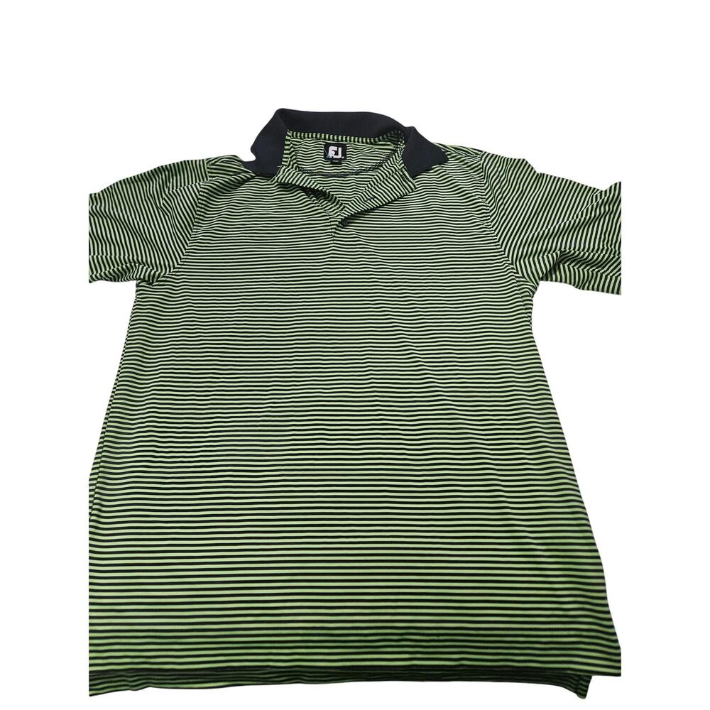 Footjoy Mens Tie Stripe Polo Green Blue Mens Size Medium